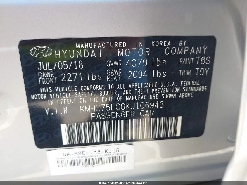 2019 HYUNDAI IONIQ HYBRID SEL