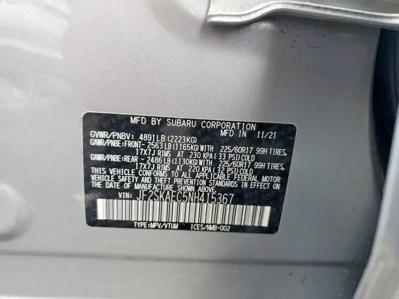 2022 SUBARU FORESTER PREMIUM  