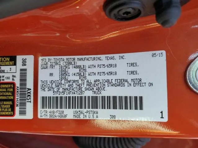 2015 TOYOTA TUNDRA CREWMAX SR5  