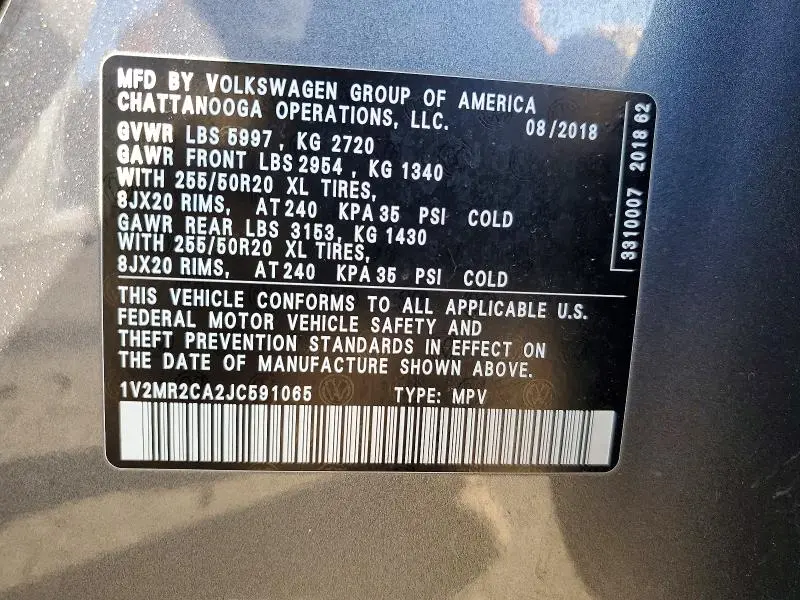 2018 VOLKSWAGEN ATLAS SEL  