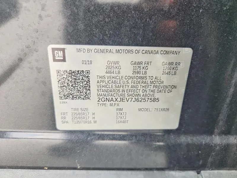 2018 CHEVROLET EQUINOX LT  