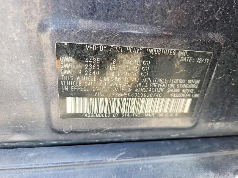 2012 SUBARU LEGACY 2.5I LIMITED  