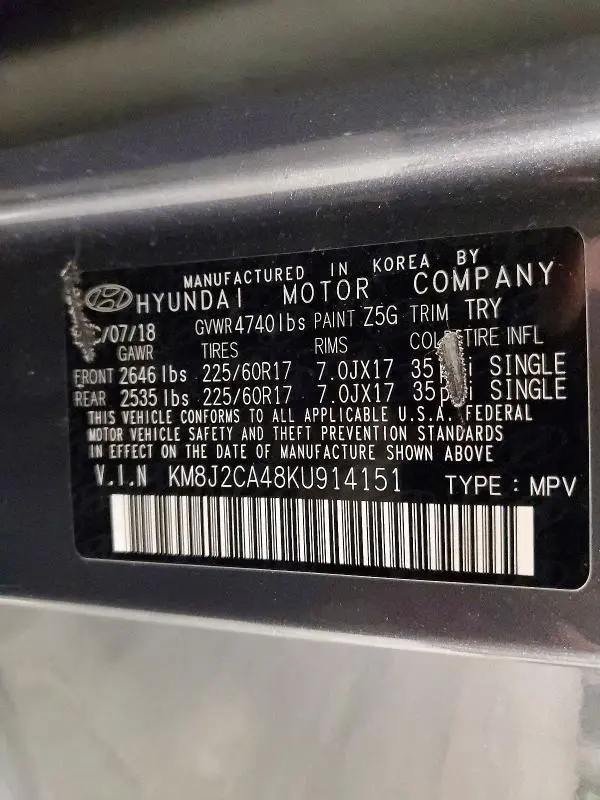 2019 HYUNDAI TUCSON SE  