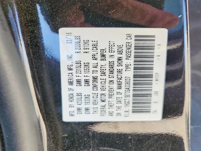 2016 HONDA ACCORD EX  