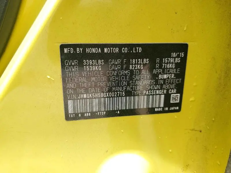 2016 HONDA FIT LX  