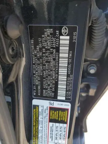 2012 TOYOTA CAMRY BASE
