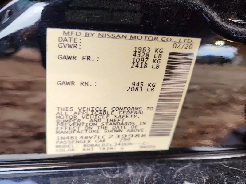 2020 NISSAN ALTIMA 2.5 S  