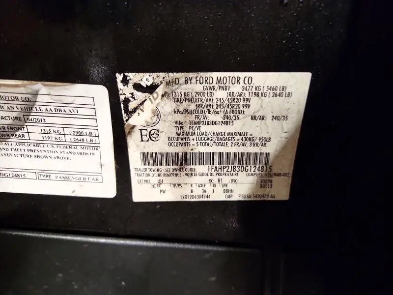 2013 FORD TAURUS LIMITED  