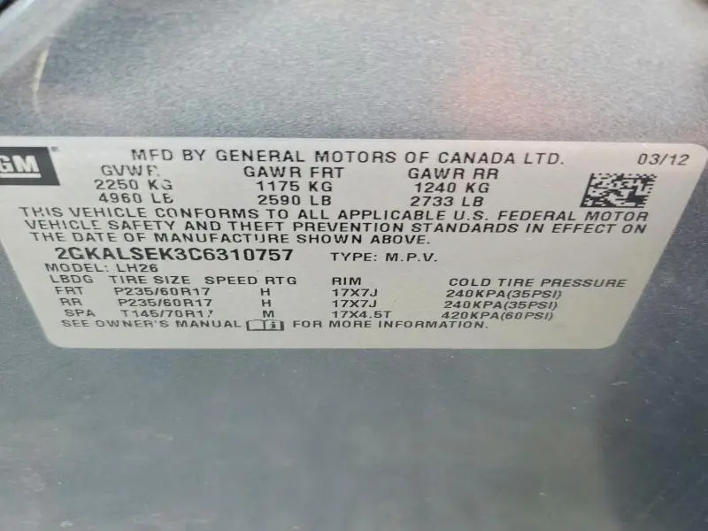 2012 GMC TERRAIN SLE  