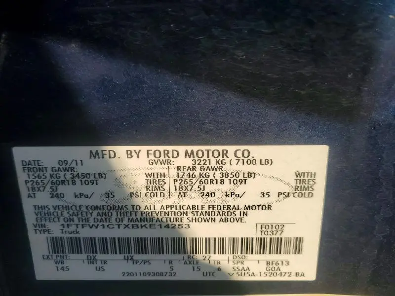 2011 FORD F150 SUPERCREW  