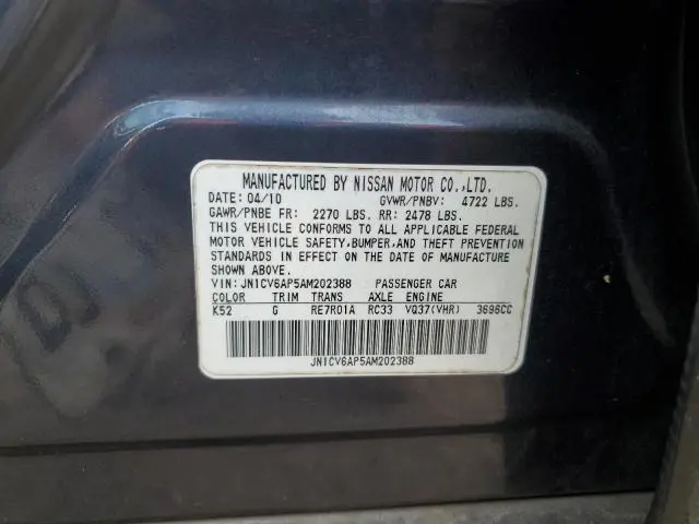 2010 INFINITI G37 BASE