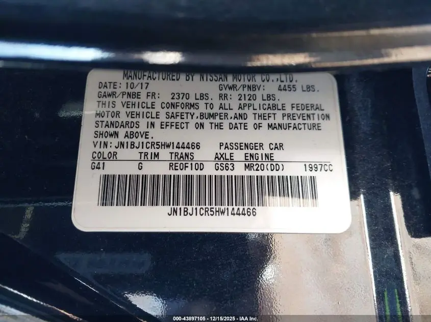 2017 NISSAN ROGUE SPORT SV