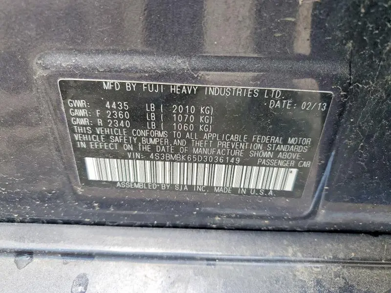 2013 SUBARU LEGACY 2.5I LIMITED  