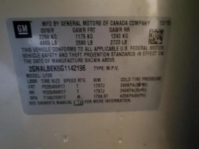 2016 CHEVROLET EQUINOX LS  