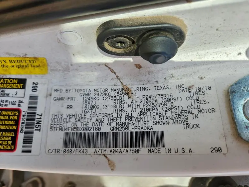 2011 TOYOTA TACOMA DOUBLE CAB LONG BED  