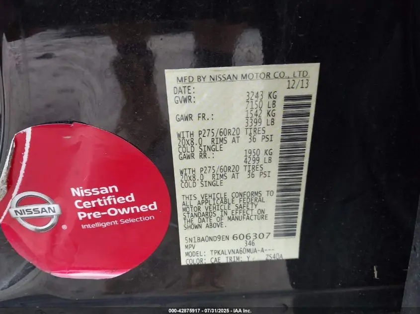 2014 NISSAN ARMADA SL