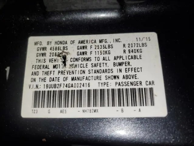 2016 ACURA TLX ADVANCE  