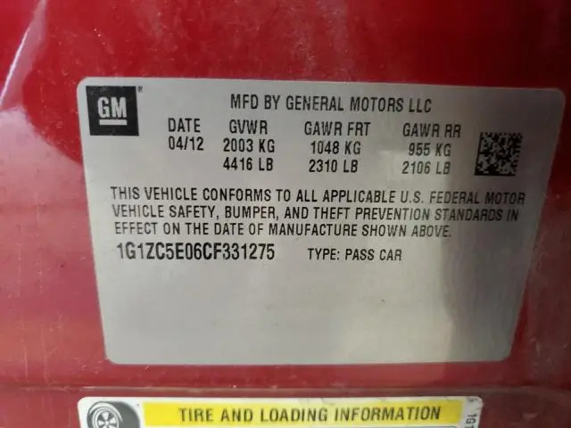 2012 CHEVROLET MALIBU 1LT  