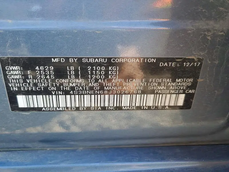 2018 SUBARU LEGACY 3.6R LIMITED  