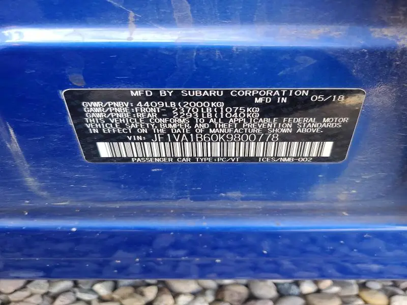 2019 SUBARU WRX PREMIUM  