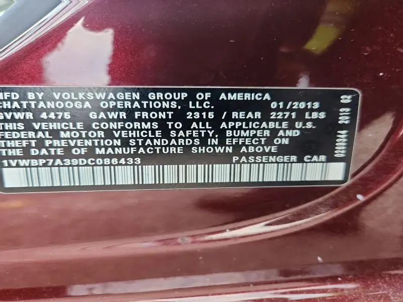 2013 VOLKSWAGEN PASSAT SE  