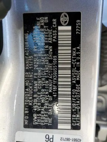 2016 TOYOTA CAMRY LE