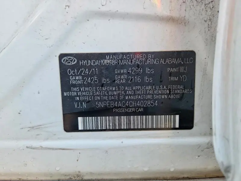 2012 HYUNDAI SONATA GLS  