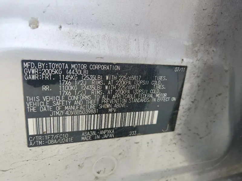 2011 TOYOTA RAV4 BASE  