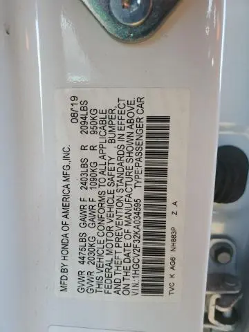 2019 HONDA ACCORD SPORT  