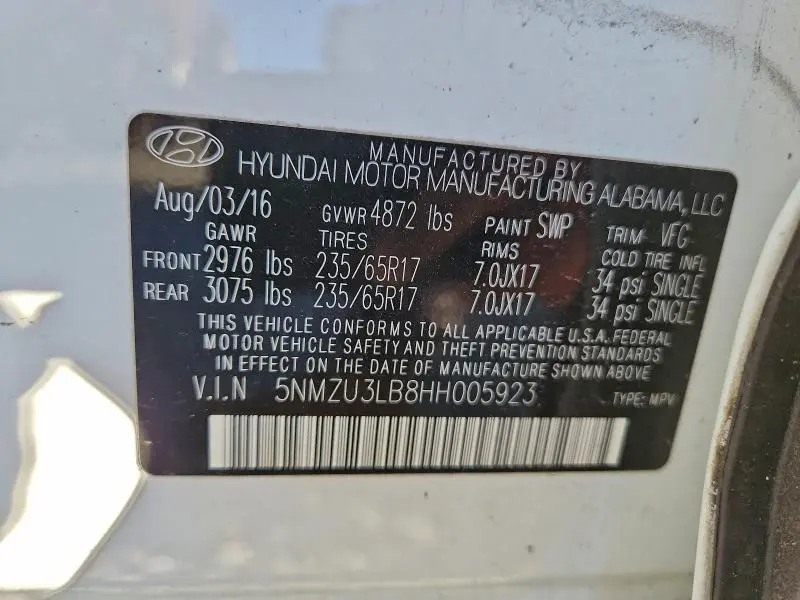 2017 HYUNDAI SANTA FE SPORT   