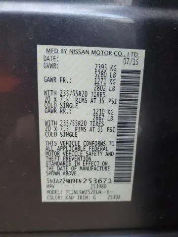 2015 NISSAN MURANO S  