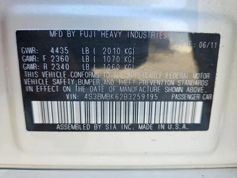 2011 SUBARU LEGACY 2.5I LIMITED  