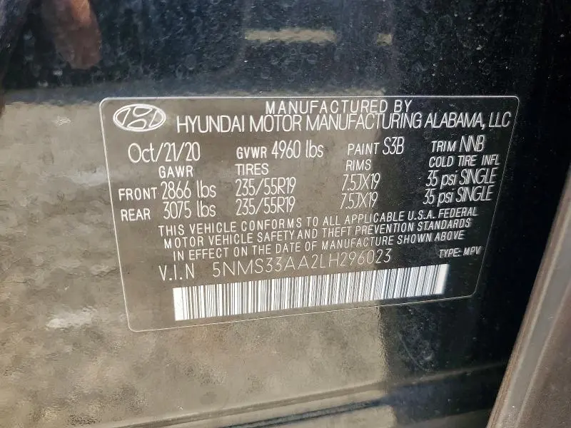 2020 HYUNDAI SANTA FE SEL 2.0T  
