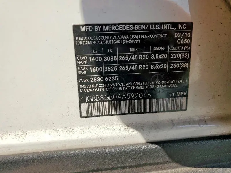 2010 MERCEDES-BENZ ML 350 4MATIC  