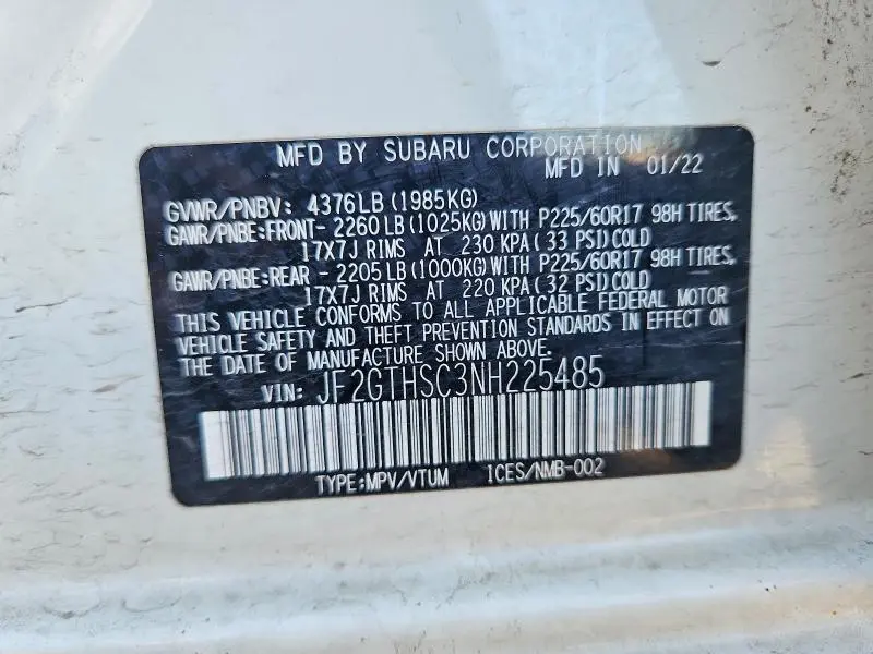 2022 SUBARU CROSSTREK SPORT  