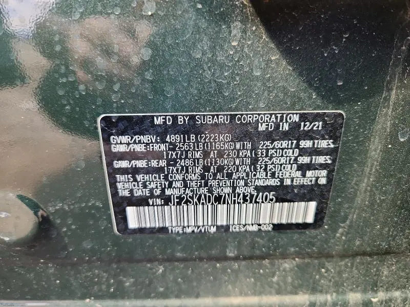 2022 SUBARU FORESTER PREMIUM  