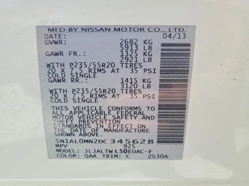 2013 INFINITI JX35 BASE  