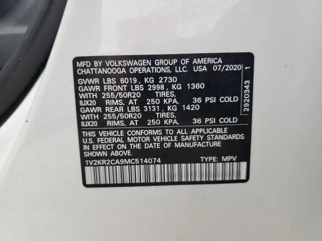 2021 VOLKSWAGEN ATLAS SE  