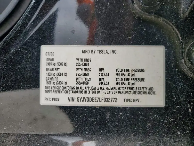 2020 TESLA MODEL Y   