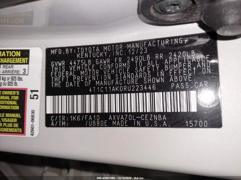 2024 TOYOTA CAMRY LE