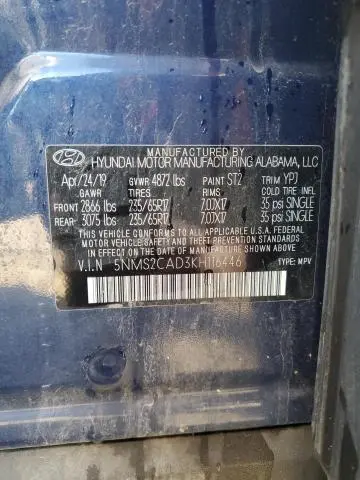 2019 HYUNDAI SANTA FE SE  