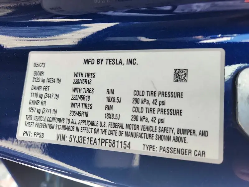 2023 TESLA MODEL 3   