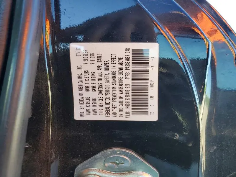 2012 HONDA ACCORD LX  