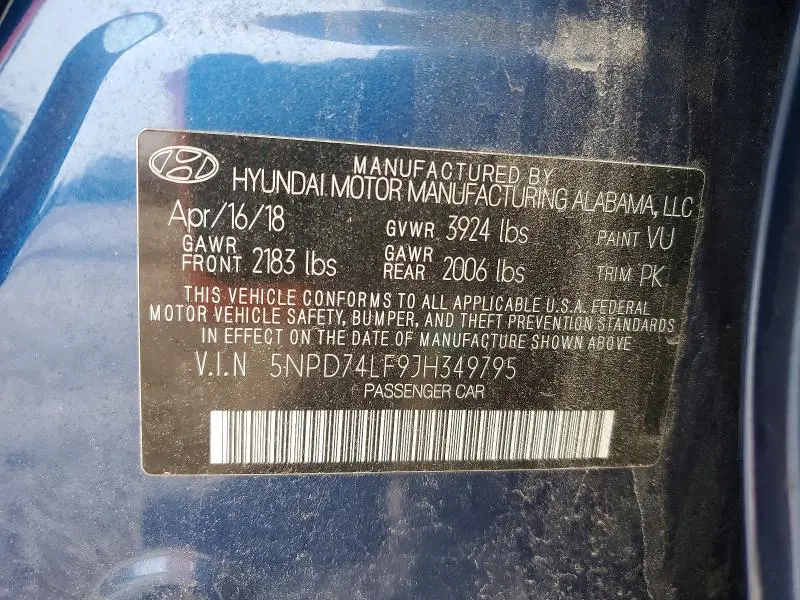 2018 HYUNDAI ELANTRA SE  