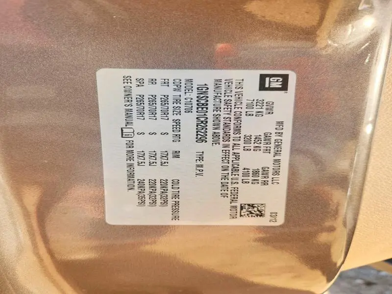 2012 CHEVROLET TAHOE C1500 LT  