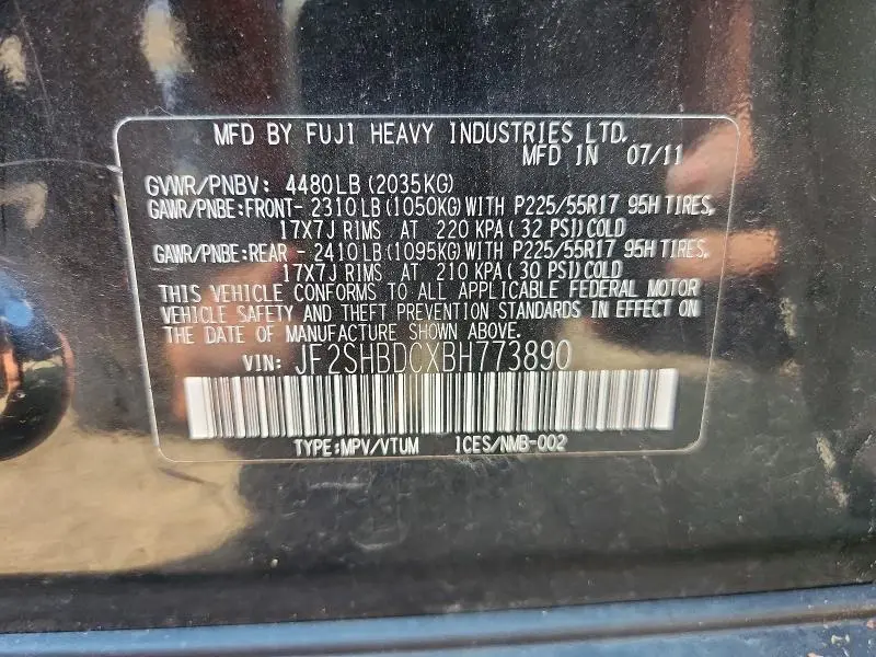 2011 SUBARU FORESTER 2.5X PREMIUM  
