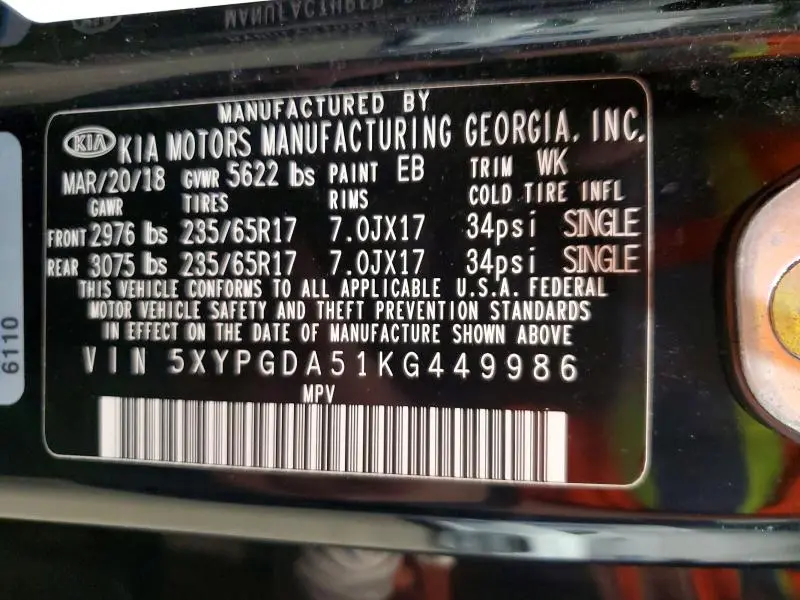 2019 KIA SORENTO LX V6  