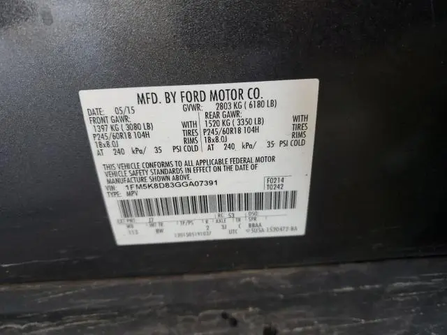 2016 FORD EXPLORER XLT  