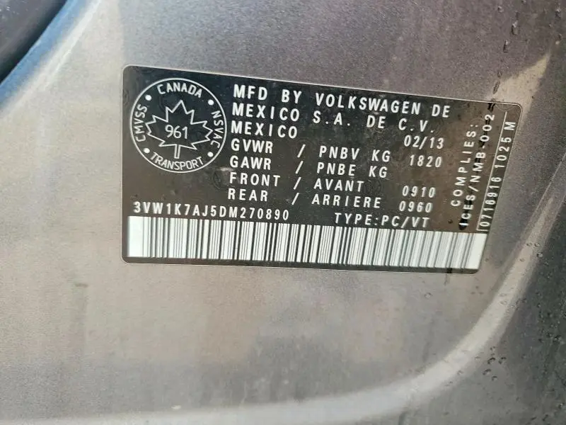 2013 VOLKSWAGEN JETTA BASE  