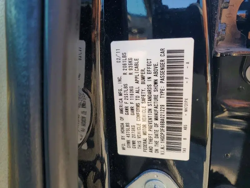 2011 HONDA ACCORD   